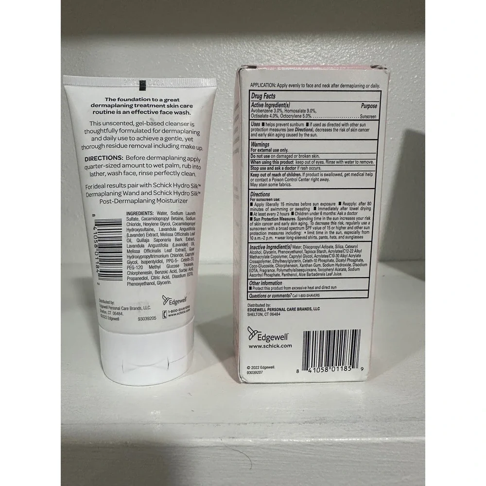 Schick Hydro Silk Pre Dermaplaning Cleanser Post Dermaplaning Moisturizer SPF 50